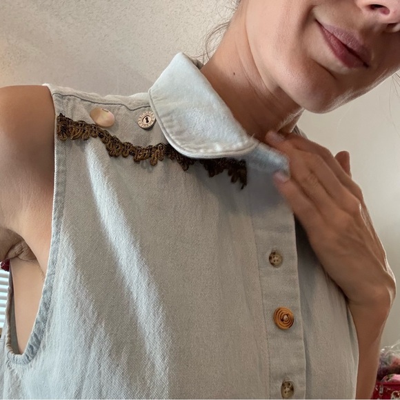 EKA ERIKA KELLY APPAREL Sleeveless Denim Top UPCYCLED American Apparel - Picture 5 of 10